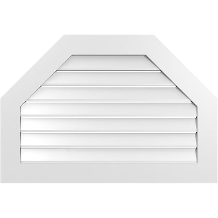 Octagonal Top Surface Mount PVC Gable Vent: Functional, W/ 3-1/2W X 1P Standard Frame, 38W X 26H